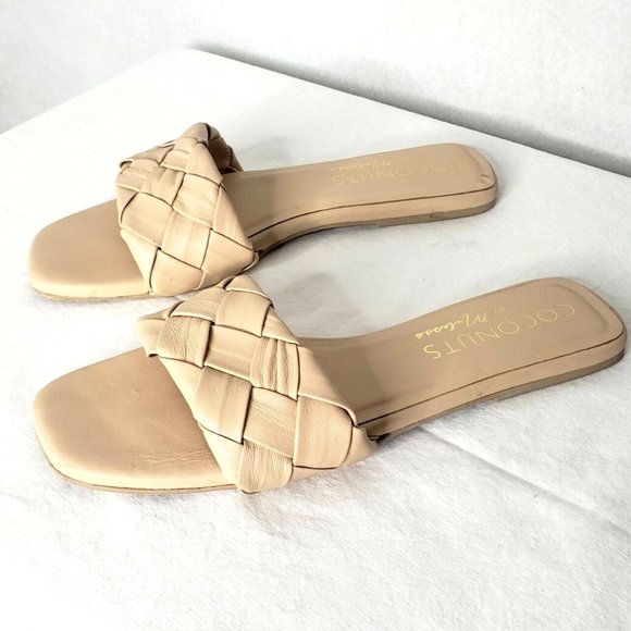 Coconuts by Matisse | Shoes | Coconuts By Matisse Sweet Pea Nude Woven  Slides Sandals Square Toe Leather | Poshmark